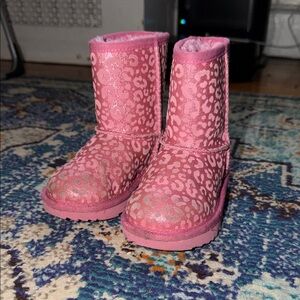 UGG Pink Glitter Leopard Print Winter Boots